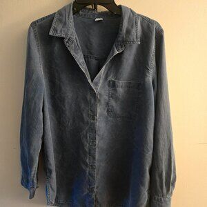 Old Navy Blue Button-Down Blouse – Size L (Never Worn)
